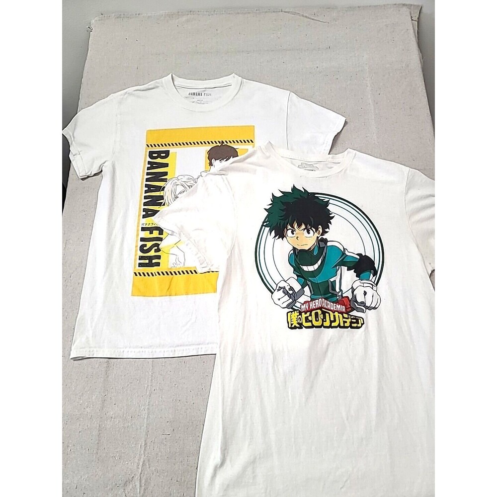 Lot Of 2 Anime  My Hero Academia & Banana Fish Men's Graphic T-shirt Both Sz Med